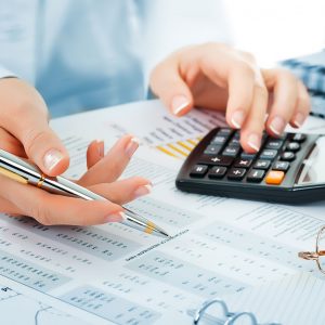 Woman working on accounting